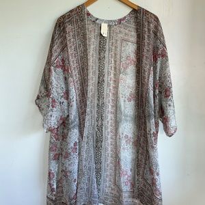 JULIE HARRAH KIMONO CREAM FLORAL ONE SIZE WOMENS